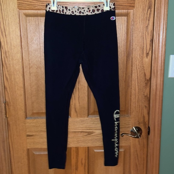 Champion black leggings with cheetah bring wait and wording comfy leggings soft - Picture 2 of 11